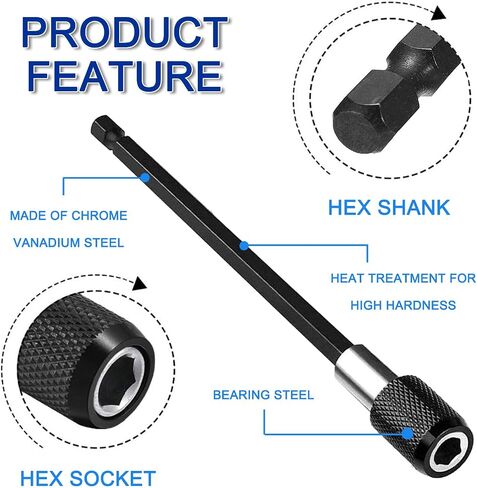 Drill Bit Extensions - 3Pcs 1/4 Inch Hex Shank Quick Release Magnetic Screwdriver Bits Holder Extender Set for All 1/4-Inch Drive Bits,2.3/4/6 Inch Length in Saudi Arabia
