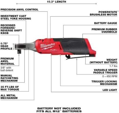 ميلووكي M12 FUEL 12V ليثيوم أيون لاسلكي 3/8 بوصة. سقاطة و1/4 بوصة. طقم مفك الصدمات (أداتان) مع بطاريات وشاحن وحقيبة in Saudi Arabia