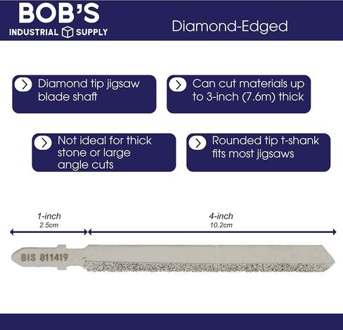 BISupply Universal Jig Saw Blades Set of 5-46 Grit 4in Diamond Edge Jigsaw Blade Use as Tile, Granite, Ceramic Cutter in Saudi Arabia
