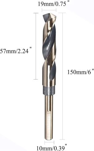 TA-VIGOR 16mm Reduced Shank Twist Drill Bits with 10mm Shank- Perfect for Drilling Steel,Copper,Aluminum Alloy-Made of High Speed Steel 4341 in Kuwait