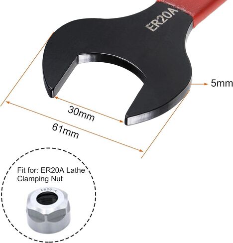 uxcell Collet Chuck Wrench Spanner for ER16A Lathe Clamping Nut with Red Non-slip Handle in Saudi Arabia