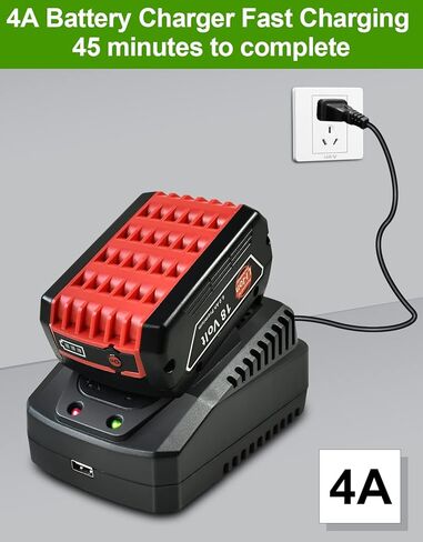 شاحن بطارية لبطاريات بوش 18 فولت و14.4 فولت مع منفذ شحن USB، شحن سريع 4 أمبير. شاحن بطارية للبطارية BC660 BC1880 BAT609 BAT609G BAT618 BAT618G استبدال شاحن أداة الطاقة in Kuwait