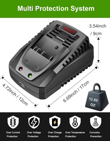 شاحن بطارية لبطاريات بوش 18 فولت و14.4 فولت مع منفذ شحن USB، شحن سريع 4 أمبير. شاحن بطارية للبطارية BC660 BC1880 BAT609 BAT609G BAT618 BAT618G استبدال شاحن أداة الطاقة in Kuwait