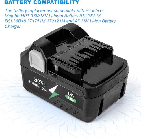 بديل Remate 5.0Ah لبطارية ميتابو HPT، بطارية ليثيوم أيون متعددة فولت 36 فولت/18 فولت متوافقة مع أدوات الطاقة اللاسلكية ميتابو 371751M 372121M BSL36A18 BSL36B18 in Kuwait