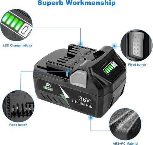 بديل Remate 5.0Ah لبطارية ميتابو HPT، بطارية ليثيوم أيون متعددة فولت 36 فولت/18 فولت متوافقة مع أدوات الطاقة اللاسلكية ميتابو 371751M 372121M BSL36A18 BSL36B18 in Kuwait