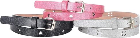 Belts for Girls 3 Pack Teen Kids Fashion Preffered PU Leather Glitter Belt Fit Pant 19"-30" in Saudi Arabia