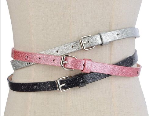 Belts for Girls 3 Pack Teen Kids Fashion Preffered PU Leather Glitter Belt Fit Pant 19"-30" in Saudi Arabia