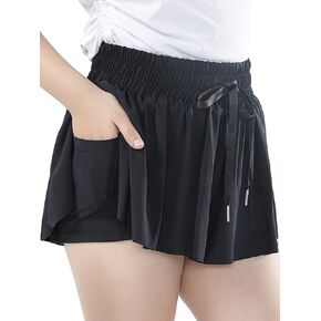 Girls Flowy Shorts with Spandex Liner,2 in 1 Butterfly Shorts Teen Girls with Pockets for Sports，Running，Athletic in Kuwait
