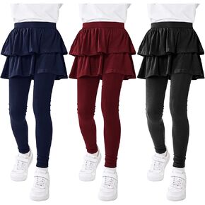 Resinta 3 Packs Girls Leggings with Skirt Cotton Ruffle Skirt Pants Warm Tutu Leggings for Girls in Kuwait