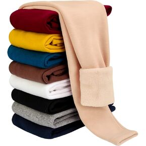 BOOPH Girls Winter Leggings Fleece Lined Toddler Kids Basic Full Length Pants