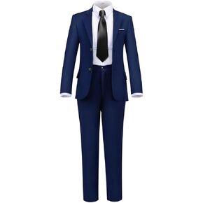 Boihedy Boys Formal Suit Set 4 Pieces Kids Tuxedo Ring Bearer Outfit
