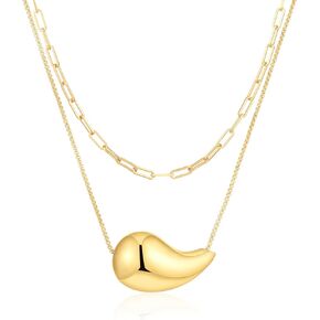 قلادة VULETO Drop قلادة Dupes Teardrop Dainty 14k مطلية بالذهب قطرة الماء قلادة مضادة للحساسية للنساء والفتيات in Kuwait