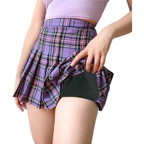 تنورة نسائية منقوشة ذات ثنيات، تنورة تنس مع شورت قصير، تنانير عالية الخصر للفتيات في المدارس in Kuwait