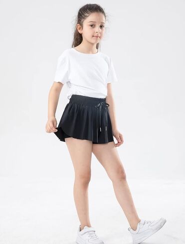 Girls Flowy Shorts with Spandex Liner,2 in 1 Butterfly Shorts Teen Girls with Pockets for Sports，Running，Athletic in Kuwait