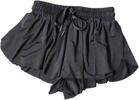 Girls Flowy Shorts with Spandex Liner,2 in 1 Butterfly Shorts Teen Girls with Pockets for Sports，Running，Athletic in Kuwait
