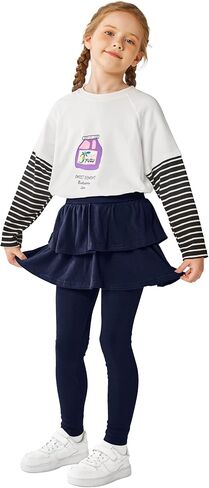 Resinta 3 Packs Girls Leggings with Skirt Cotton Ruffle Skirt Pants Warm Tutu Leggings for Girls in Kuwait