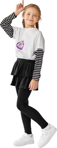 Resinta 3 Packs Girls Leggings with Skirt Cotton Ruffle Skirt Pants Warm Tutu Leggings for Girls in Kuwait