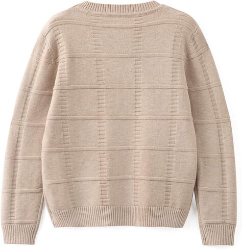 Curipeer Boys' Girls' Sweater Fall Solid Color Plaid Kids Crew Neck Pullover Winter in Saudi Arabia