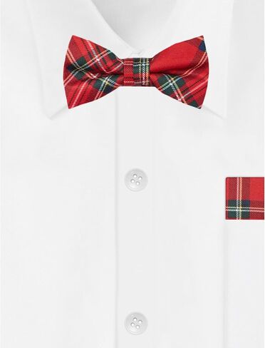 Jacob Alexander Merry Christmas Royal Stewart Red Plaid Boys' Pre-Tied Banded Bow Tie in Saudi Arabia