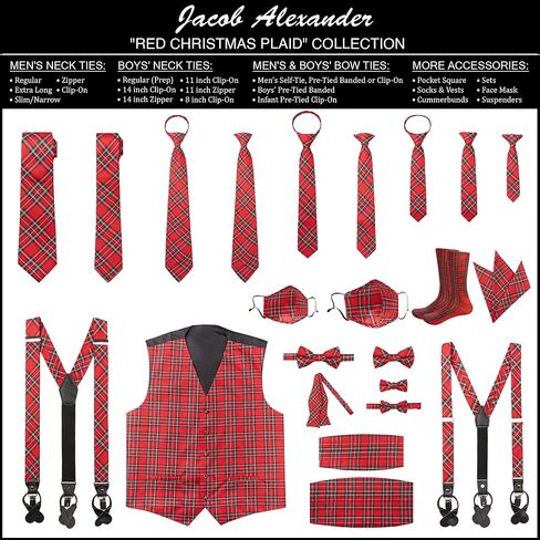 Jacob Alexander Merry Christmas Royal Stewart Red Plaid Boys' Pre-Tied Banded Bow Tie in Saudi Arabia
