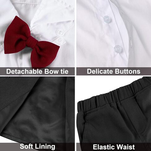 A&J DESIGN Toddler 4-Piece Formal Suits Baby Boy Gentleman Outfit with Dress Shirt, Bow Tie, Vest, Pants and Flat Hat in Kuwait