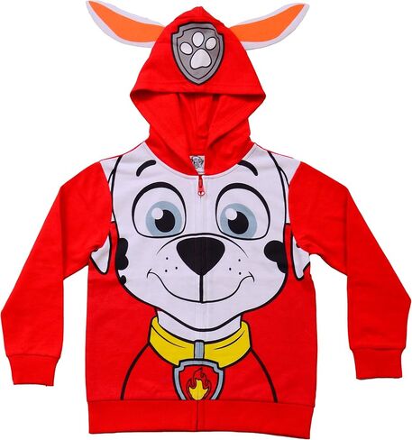 سترة بغطاء للرأس بسحاب للأولاد من Nickelodeon Paw Patrol Marshall أو Rubble أو Chase للأطفال الصغار والصغار - أحمر/أصفر/أزرق in Kuwait