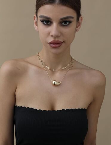 قلادة VULETO Drop قلادة Dupes Teardrop Dainty 14k مطلية بالذهب قطرة الماء قلادة مضادة للحساسية للنساء والفتيات in Kuwait
