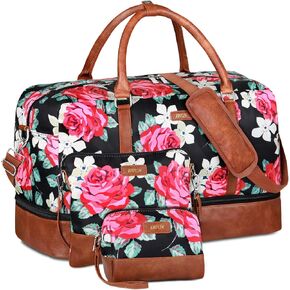 IBFUN Weekender Bags for Women, 21" Weekender Travel Bag, Travel Duffle Bag with Shoe Compartment Carry on Overnight Duffel Bag for Weekend Travel Business Trip, 3PCS in Saudi Arabia