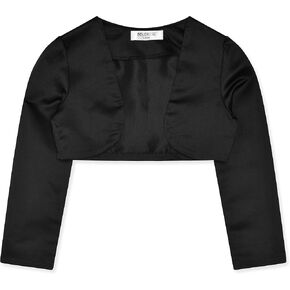 BOLEROSE Girls Satin Long Sleeve Bolero Childrens Kids Shrug