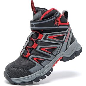 JMFCHI Kids Hiking Boots Boys Girls Outdoor Walking Climbing Sneaker Comfortable Non-slip Snow Shoes Hiker Boot Antiskid Steel Buckle Sole