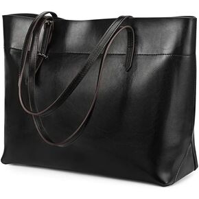 Kattee Vintage Genuine Leather Tote Shoulder Bag for Women Satchel Handbag with Top Handles