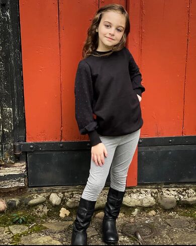 Arshiner Girls Puff Long Sleeve Sweaters Crewneck Lace Polka Dot Casual Knit Tops Pullover Jumper Outwear for Kids in Kuwait