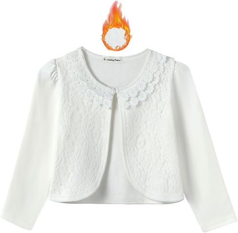 SMILING PINKER Little Girls' Long Sleeve Lace Bolero Cardigan Shrug in Kuwait