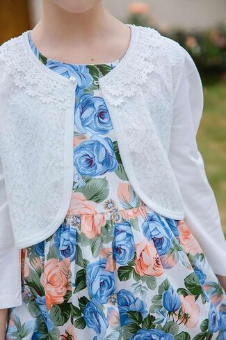 SMILING PINKER Little Girls' Long Sleeve Lace Bolero Cardigan Shrug in Kuwait