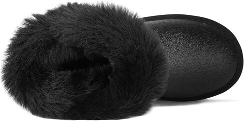 K KomForme Girls Snow Boots Warm Fur Lined Glitter Strap Winter Shoes Lightweight with Hook-and-loop(Toddler/Little Kids/Big Kids) in Kuwait