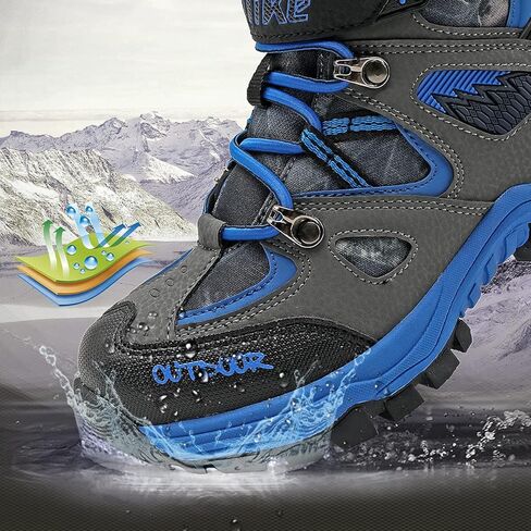 JMFCHI Kids Hiking Boots Boys Girls Outdoor Walking Climbing Sneaker Comfortable Non-slip Snow Shoes Hiker Boot Antiskid Steel Buckle Sole in Kuwait