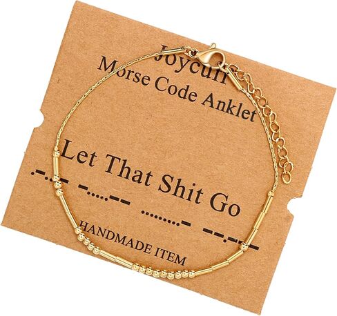 JoycuFF Morse Code 𝐀𝐧𝐤𝐥𝐞 𝐁𝐫𝐚𝐜𝐞𝐥𝐞𝐭𝐬 𝐟𝐨𝐫 𝐖𝐨𝐦𝐞𝐧 خلخال فضي ذهبي قابل للتعديل للنساء هدايا مجوهرات الشاطئ الفريدة لها in Kuwait