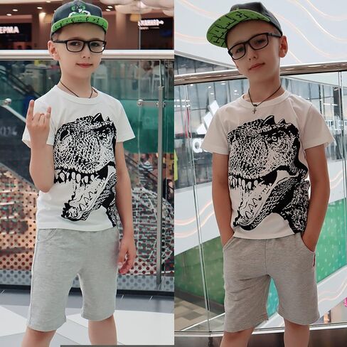 Toddler Boy Clothes Cartoon Cotton Summer Short Sleeve T-Shirt and Shorts Kids Outfit Set 2-7 Year in Kuwait