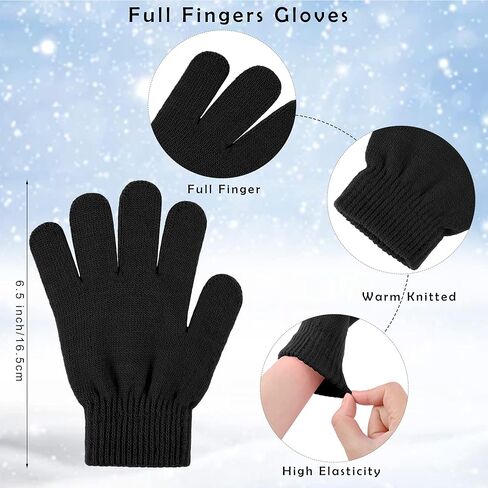 Cooraby 6 Pack Kid's Winter Beanies Hat Full Fingers Gloves Set Skull Winter Caps Stretchy Gloves for Boys Girls in Kuwait