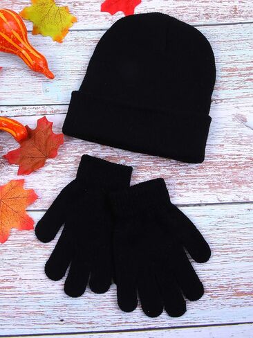 Cooraby 6 Pack Beanies Hats and 6 Pairs Stretchy Full Fingers Gloves for Boys Girls in Saudi Arabia