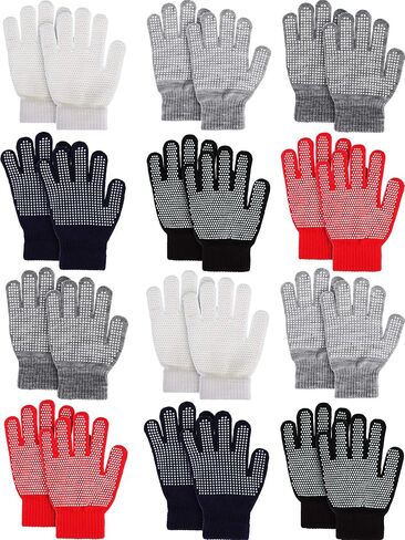 Sumind 12 Pairs Winter Knitted Magic Stretch Gloves Anti-slip Knit Warm Gloves for Children (Anti-slip Assorted #2, Kids Size 5 to 12 Years) in Saudi Arabia