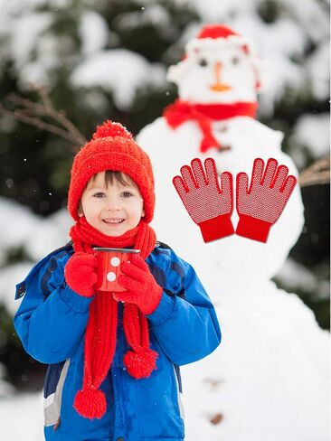 Sumind 12 Pairs Winter Knitted Magic Stretch Gloves Anti-slip Knit Warm Gloves for Children (Anti-slip Assorted #2, Kids Size 5 to 12 Years) in Saudi Arabia
