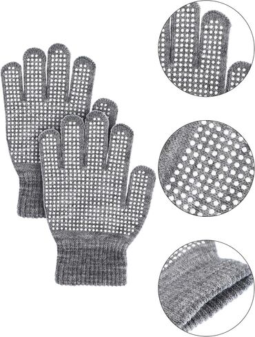 Sumind 12 Pairs Winter Knitted Magic Stretch Gloves Anti-slip Knit Warm Gloves for Children (Anti-slip Assorted #2, Kids Size 5 to 12 Years) in Saudi Arabia