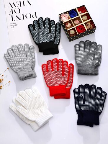 Sumind 12 Pairs Winter Knitted Magic Stretch Gloves Anti-slip Knit Warm Gloves for Children (Anti-slip Assorted #2, Kids Size 5 to 12 Years) in Saudi Arabia