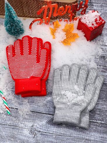 Sumind 12 Pairs Winter Knitted Magic Stretch Gloves Anti-slip Knit Warm Gloves for Children (Anti-slip Assorted #2, Kids Size 5 to 12 Years) in Saudi Arabia