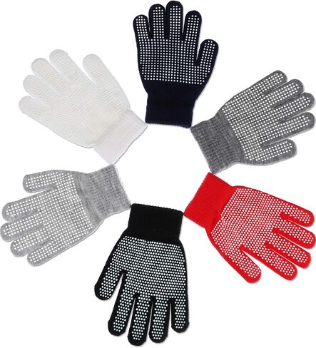 Sumind 12 Pairs Winter Knitted Magic Stretch Gloves Anti-slip Knit Warm Gloves for Children (Anti-slip Assorted #2, Kids Size 5 to 12 Years) in Saudi Arabia