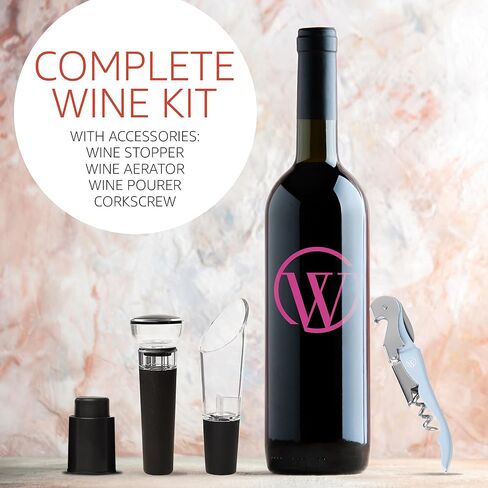 Open The Wine Complete Package Chic Wine Handbag Bundle All In One Wine Kit - Ideal Gift For Wine lovers - Light Blue And White in Kuwait