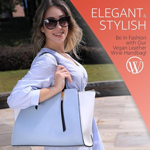 Open The Wine Complete Package Chic Wine Handbag Bundle All In One Wine Kit - Ideal Gift For Wine lovers - Light Blue And White in Kuwait