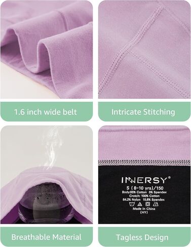 ملابس داخلية للفتيات من INNERSY مصنوعة من القطن للمبتدئين من سن 8 إلى 16 عامًا، عبوة من 3 سراويل داخلية in Kuwait