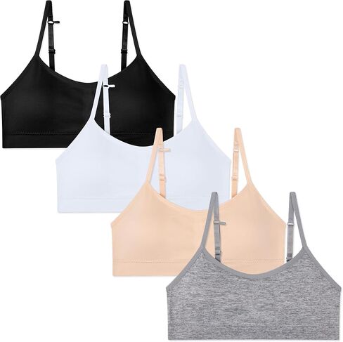 4 Pack Girls Padded Training Bras - Crop Cami Bras for Girls with Removable Padding in Kuwait